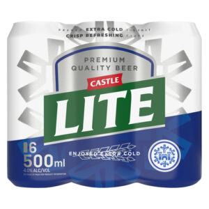 Castle Lite Premium Lager Beer 6 x 500ml