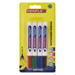 Penflex Assorted Fine Whiteboard Markers 4 Pack